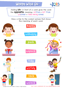 Words with Un– Worksheet: Free Printable PDF for Children